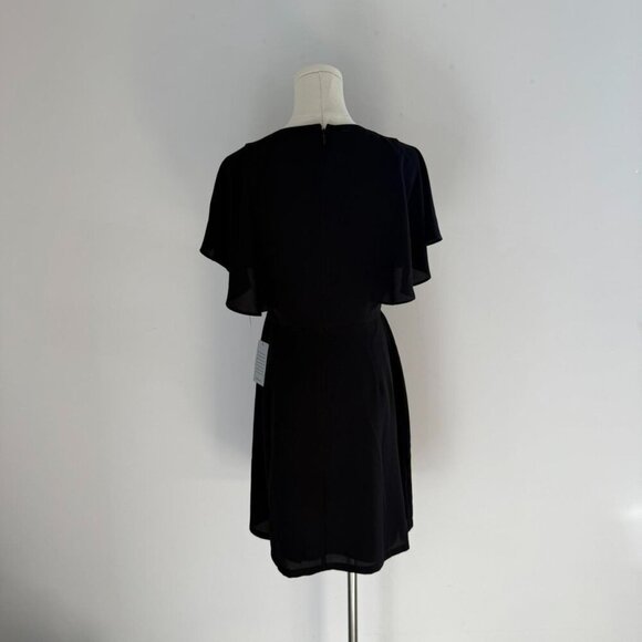 Maggy London Flutter Sleeve Crepe Sheath Dress | Black | Womens Size 4 - Picture 3 of 5
